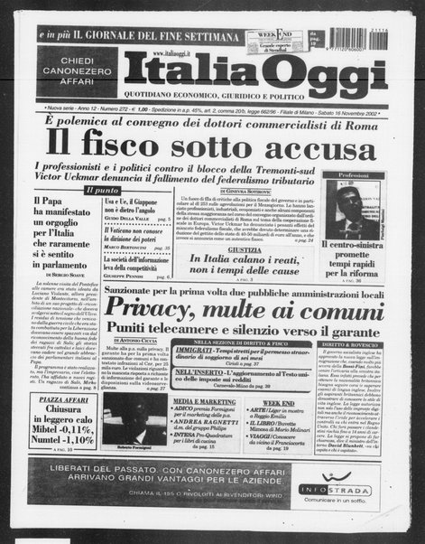 Italia oggi : quotidiano di economia finanza e politica